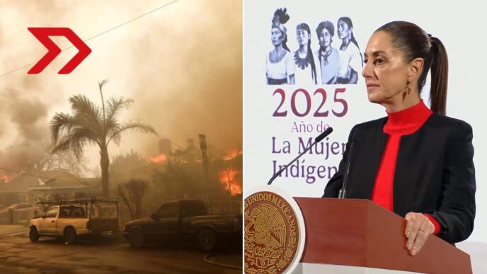 La presidenta, Claudia Sheinbaum, muestra solidaridad por los incendios forestales ocurridos en Los Ángeles, California.